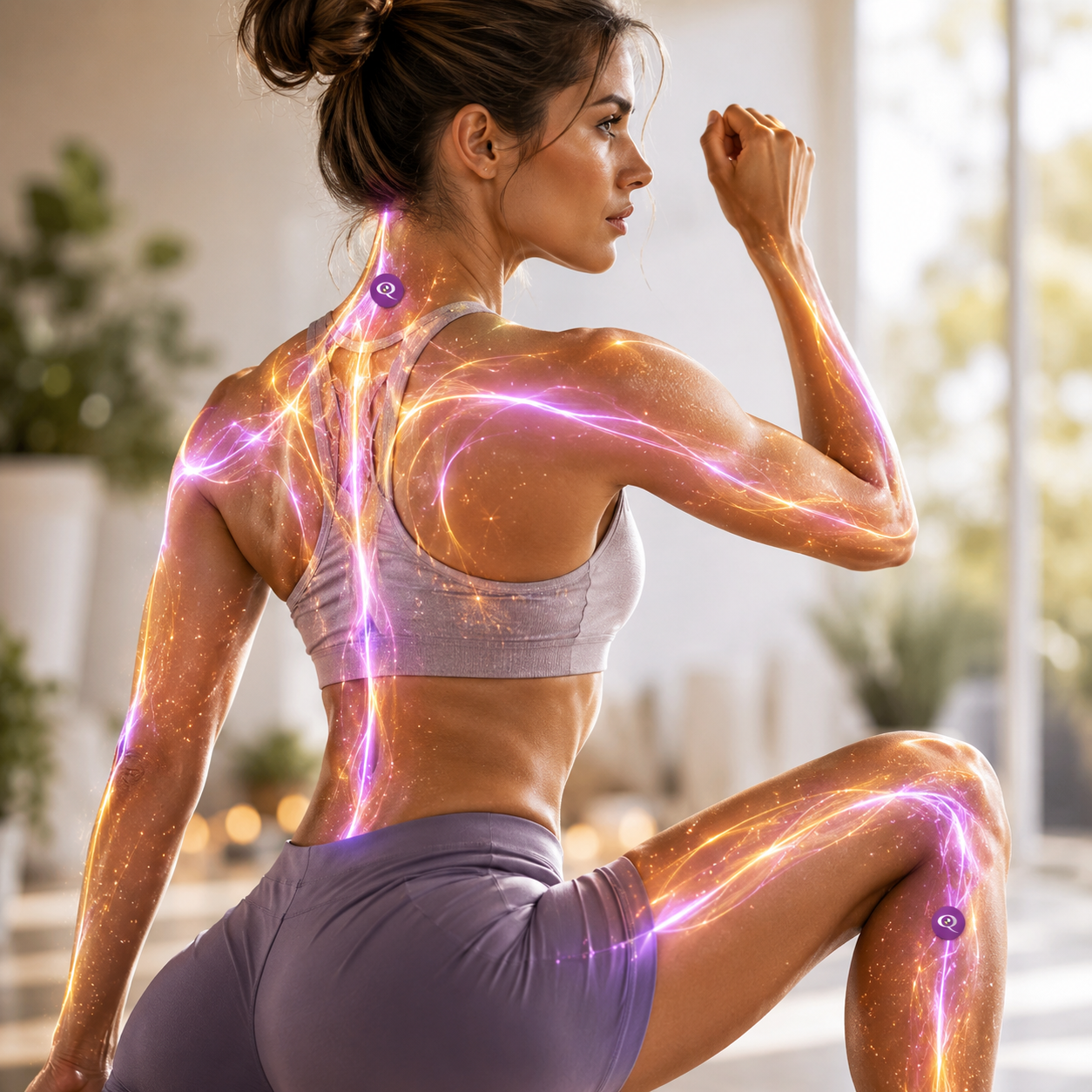 Q-Disk Viola applicato sul muscolo — protocollo performance sportiva